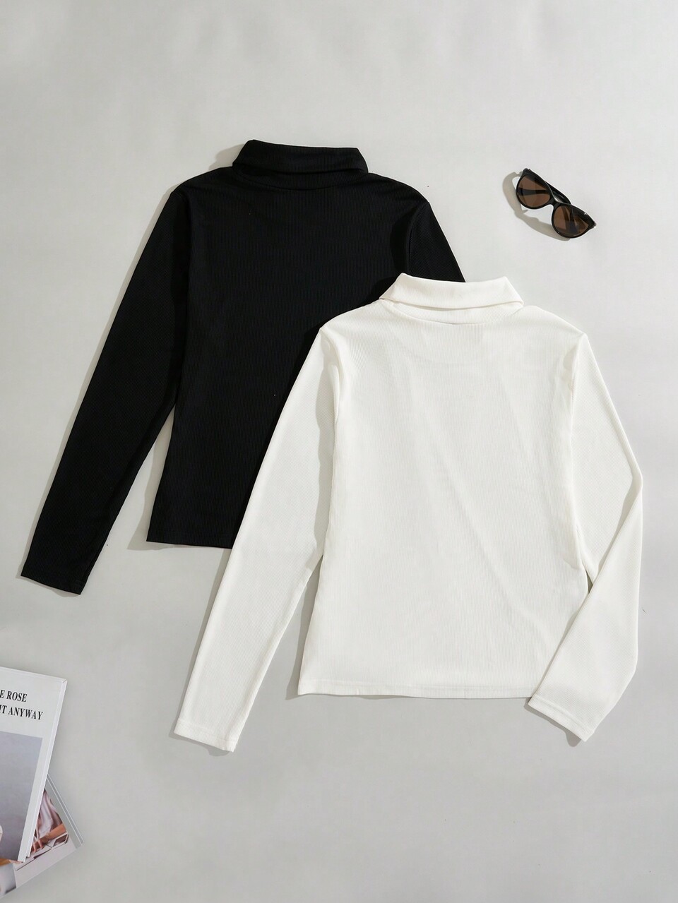 Plus 2pcs Solid Turtleneck Tee