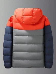 Men Colorblock Hooded Padded Coat, Warming - Multicolor - View 2
