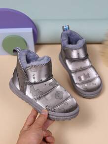 時尚和休閒流行女孩短靴帶毛茸茸襯墊