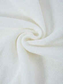 SHEINNeu Striped Trim Drop Shoulder Knit Top - White - View 5