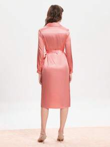 Aveloria 素色腰帶襯衫洋裝 - 粉色 - 查看 2