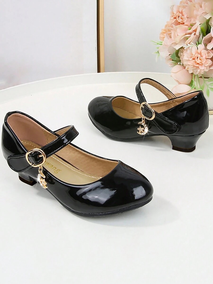 Zapatos De Piel Sintética De Tacón Alto Para Niña, Estilo Escolar Británico, Planos Para Estudiantes, Zapatos De Vestir Formales Para Actuación Infantil, Para Todas Las Estaciones - Rosa - Ver 1