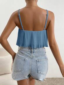 SHEIN Essnce 素色褶皺吊帶上衣 - 淺藍色 - 查看 2