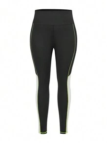 SHEIN Yoga Basic 加大號對比縫運動上衣、背心及緊身褲，女式網球服裝 - 彩色 - 查看 7