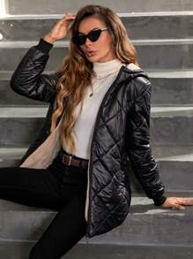 Aveloria Modichic Casual MinimalistPadded Insulated Polyfill Synthetic Insulation Winter Coat Winter Jacket-Puffer Hooded Jacket, Winter