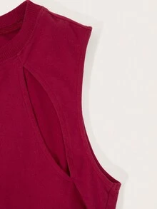 SHEINNeu 素色前鏤空背心上衣 - 紅色 - 查看 6