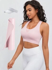 Easithlete High Support Racer Back Workout Push Up Sports Bra - Pink - View 1