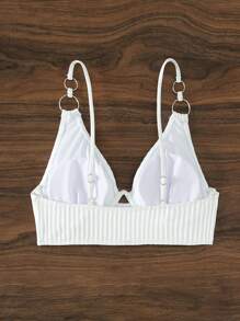 SHEIN Swim 2026 Spring/Summer White Non-Push Up Adjustable Strap Supportive Gather Vacation Blouse For Women