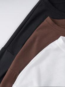 SHEIN Unity 3pcs Letter Graphic Drop Shoulder Tee - Multicolor - View 5