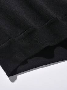 SHEIN EZwear 素色落肩袖運動衫 - 黑色 - 查看 6