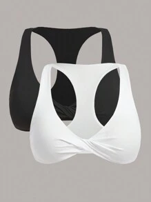 Easithlete 2 piezas Sujetador deportivo unicolor girante delantero - Multicolor - Ver 1