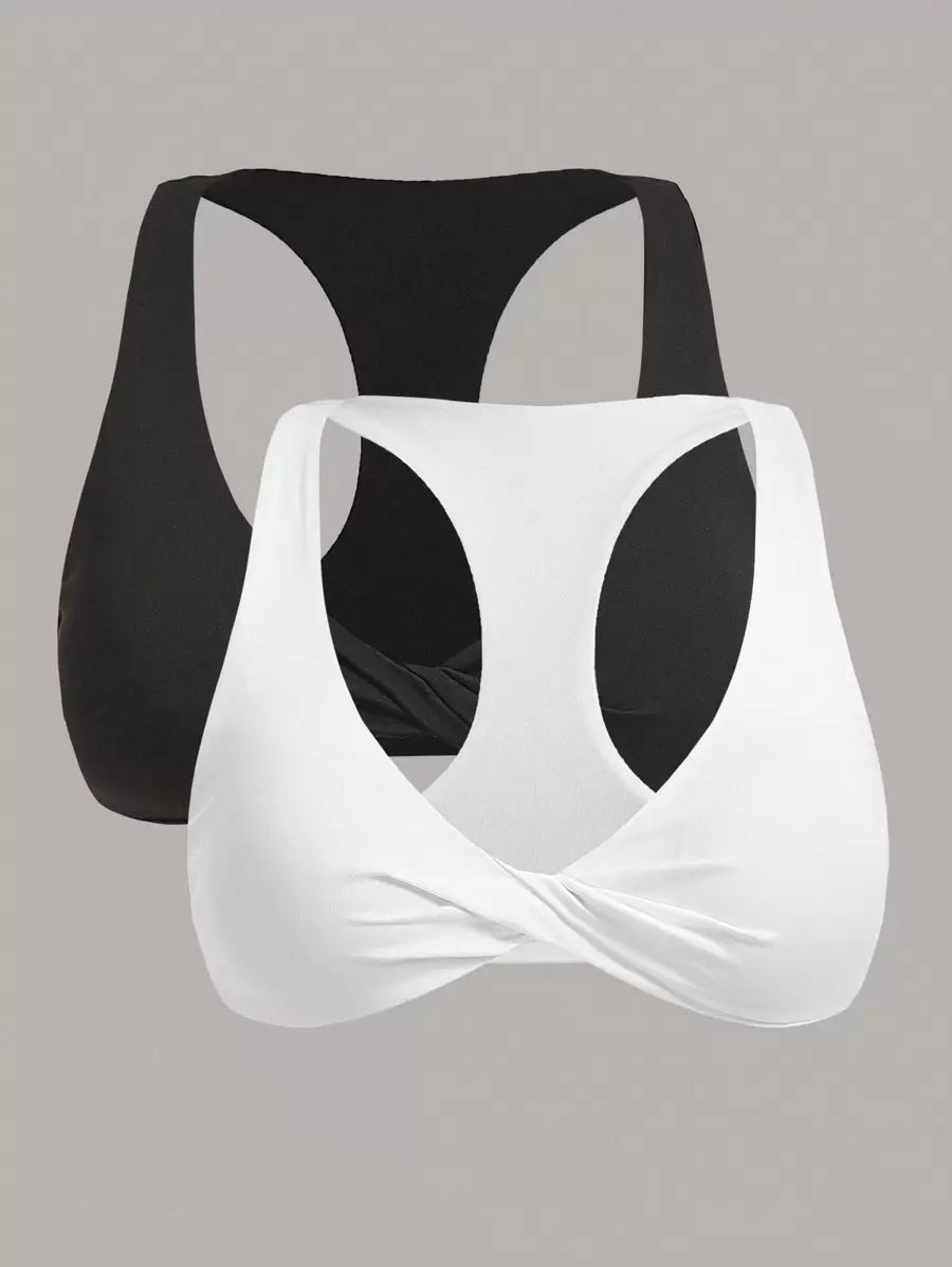 Easithlete 2 piezas Sujetador deportivo unicolor girante delantero - Multicolor - Ver 1