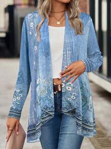 Áo khoác nữ Hoa Giải trí - Màu xanh lam - Xem 1