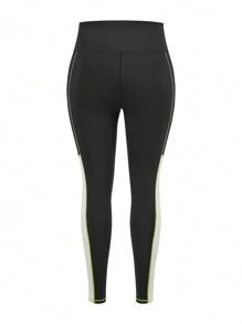 SHEIN Yoga Basic 加大號對比縫運動上衣、背心及緊身褲，女式網球服裝 - 彩色 - 查看 6