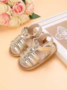 Baby Metallic Stitch Detail Ankle Strap Sandals - Gold - View 1