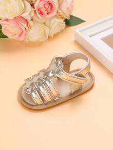 Baby Metallic Stitch Detail Ankle Strap Sandals - Gold - View 5
