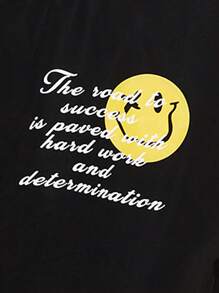 Manfinity VCAY 超大号男士标语图案条纹装饰双色运动夹克，适合秋冬 - 黑與白 - 查看 3