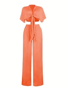 女士兩件套 - 橘色 - 查看 4