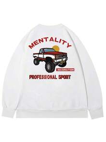 Car & Slogan Graphic Pullover - White - View 2