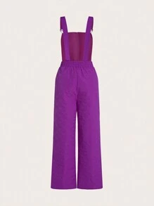 SHEINNeu 拉鏈開襟背帶連身褲 - 紫色 - 查看 2