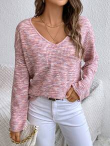 SHEIN Frenchy 段染落肩T恤 - 粉色 - 查看 4