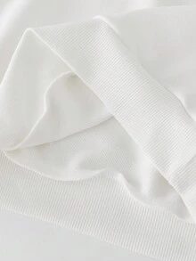 SHEIN Cô Gái Trẻ Đồ họa chữ và số Thả vai Áo nỉ - trắng - Xem 6