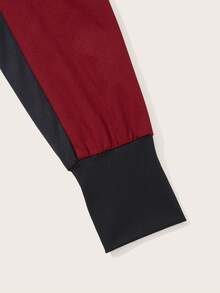 SHEINNeu Colorblock Zip Up Belted Jumpsuit - Red - View 6