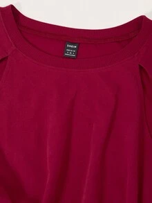 SHEINNeu 素色前鏤空背心上衣 - 紅色 - 查看 3