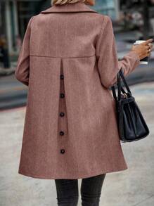 EMERY ROSE 人字形單排釦花呢外套 - 藕粉色 - 查看 1