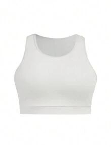 SHEIN Yoga Basic 加大號對比縫運動上衣、背心及緊身褲，女式網球服裝 - 彩色 - 查看 3