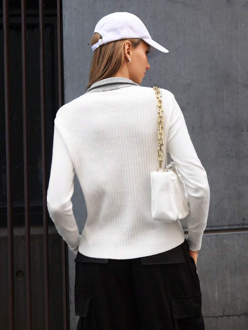 Quarter Zip Ribbed Knit Quarter Zip Sweater