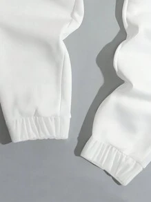 Manfinity Men Loose Heart & Expression Print Drawstring Waist Sweatpants - White - View 5