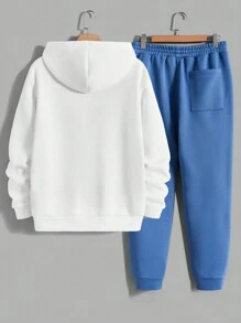 Manfinity RebelGame 男士字母圖案連帽衫&腰部抽繩衛褲 - 彩色 - 查看 2