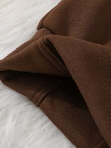 SHEIN 女小童素色連帽衫和運動褲 - 棕色 - 查看 5