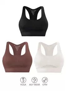 Easithlete 3 Packs Racerback Sports Bra - Multicolor - View 5