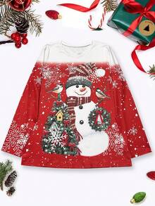 休閒聖誕節女士T恤 - 紅色 - 查看 2