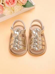 Baby Metallic Stitch Detail Ankle Strap Sandals - Gold - View 6