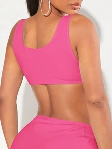 SHEIN SXY Solid Crop Top - Hot Pink - View 2