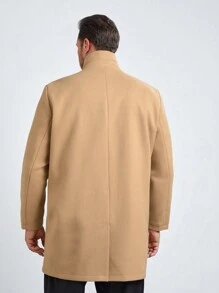 Manfinity VCAY Men Plus Double Breasted Overcoat, For Fall Winter - Yellow - View 2