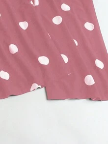 SHEIN Holidaya 大碼波點圖案闊腿褲 - 粉色 - 查看 3