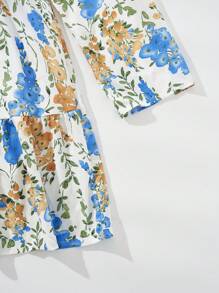 SHEIN LUNE Plus Floral Print Ruffle Hem Dress