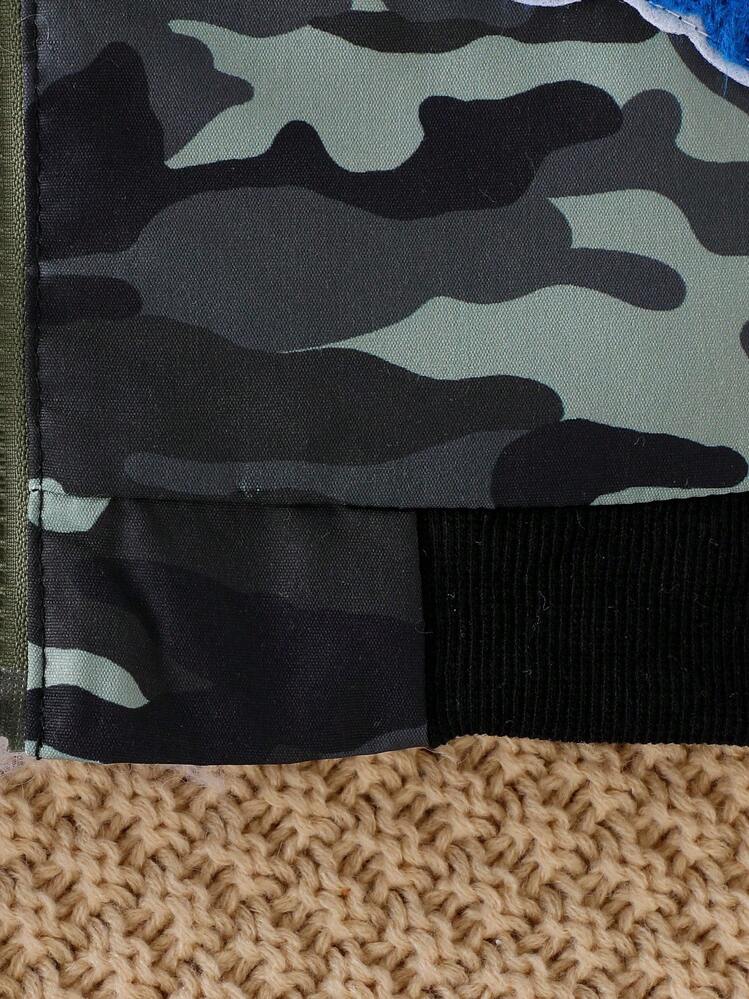 תינוקות בנים הדפס צבאי פרט פאטץ' אותיות ג'קט בומבר ללא חולצת טי - ריבוי צבעים - ראה 8