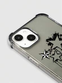 ROMWE Grunge Punk 1 pezzo Custodia per telefono trasparente in TPU con motivo stellato compatibile con iPhone