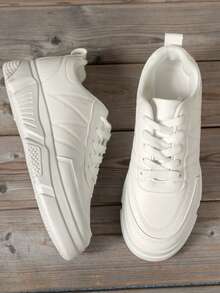 女性鞋彈簧和秋天厚底白色鞋新風格休閒運動鞋爸爸鞋跑步鞋 - 白色 - 查看 5