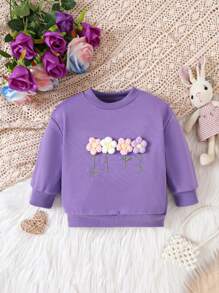 女嬰貼花運動衫 - 紫色 - 查看 1