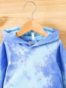 SHEIN 男嬰紮染字母圖案連帽衫和運動褲 - 彩色 - 查看 6