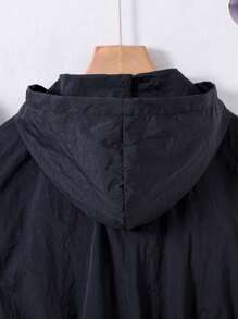 SHEIN 青少年女孩翻蓋口袋連帽夾克不帶T恤 - 黑色 - 查看 3