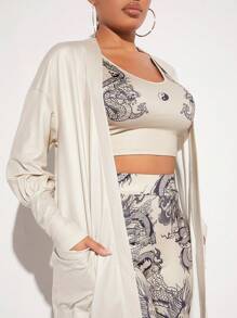 SHEIN SXY 中國龍圖案短款背心和褲子和外套 - 彩色 - 查看 5