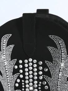 SHUZIA 水鑽細節尖頭粗跟靴子 - 黑色 - 查看 4