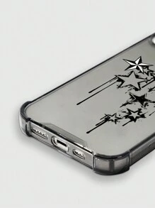 ROMWE Grunge Punk 1 pezzo Custodia per telefono trasparente in TPU con motivo stellato compatibile con iPhone